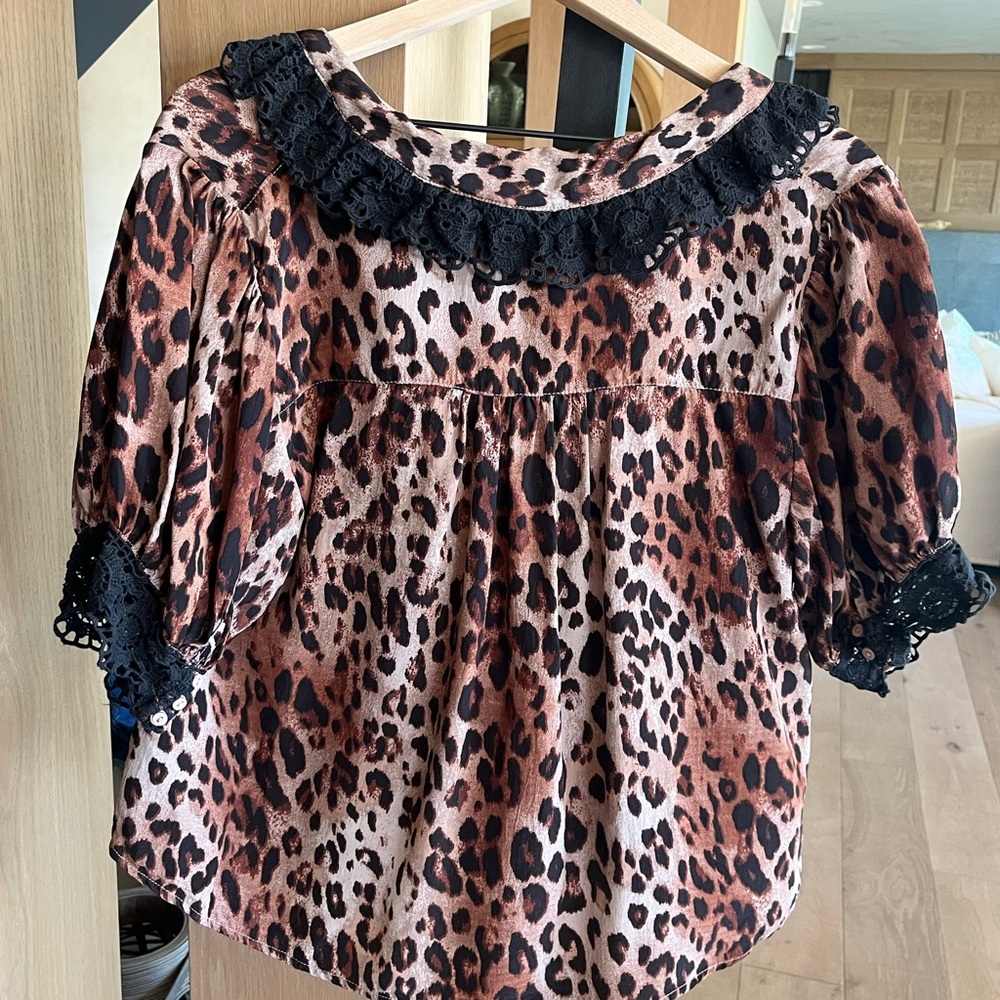 Free People Leopard Print Button-Front Blouse - Brown & Black - Picture 2 of 5